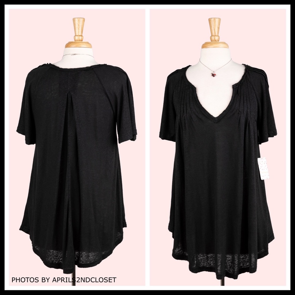 FREE PEOPLE BOHO TUNIC TEE FLOWY V-NECK TOP A2C - Picture 3 of 16
